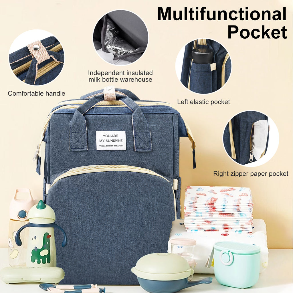 Baby & Me™ Multi-Function Nappy Backpack – Travel Changing Set (Blue)