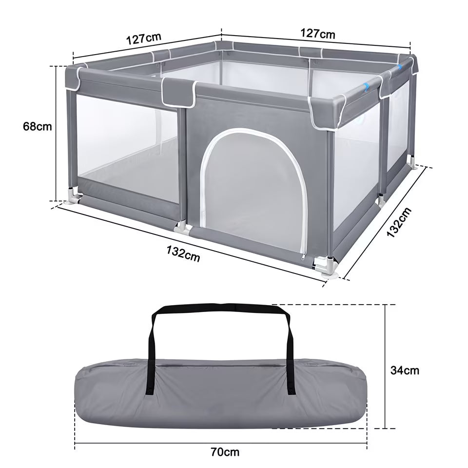 Baby & Me™ Large Baby Playpen Activity Centre — Safe Mesh Play Yard with Non-Slip Base (127 × 127 cm)