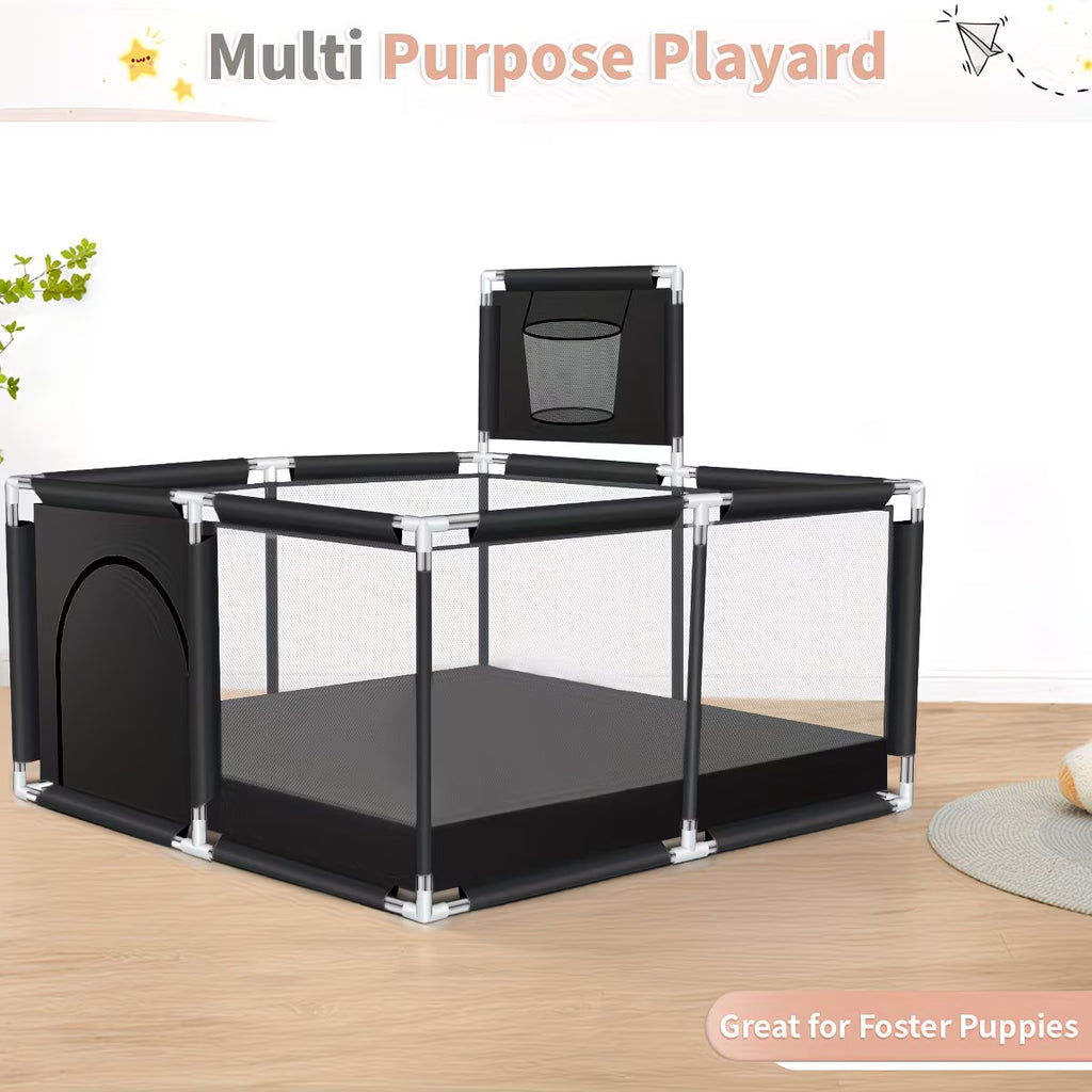 Baby & Me™ Large Baby Playpen Activity Centre — Safe Mesh Play Yard with Non-Slip Base (127 × 127 cm)