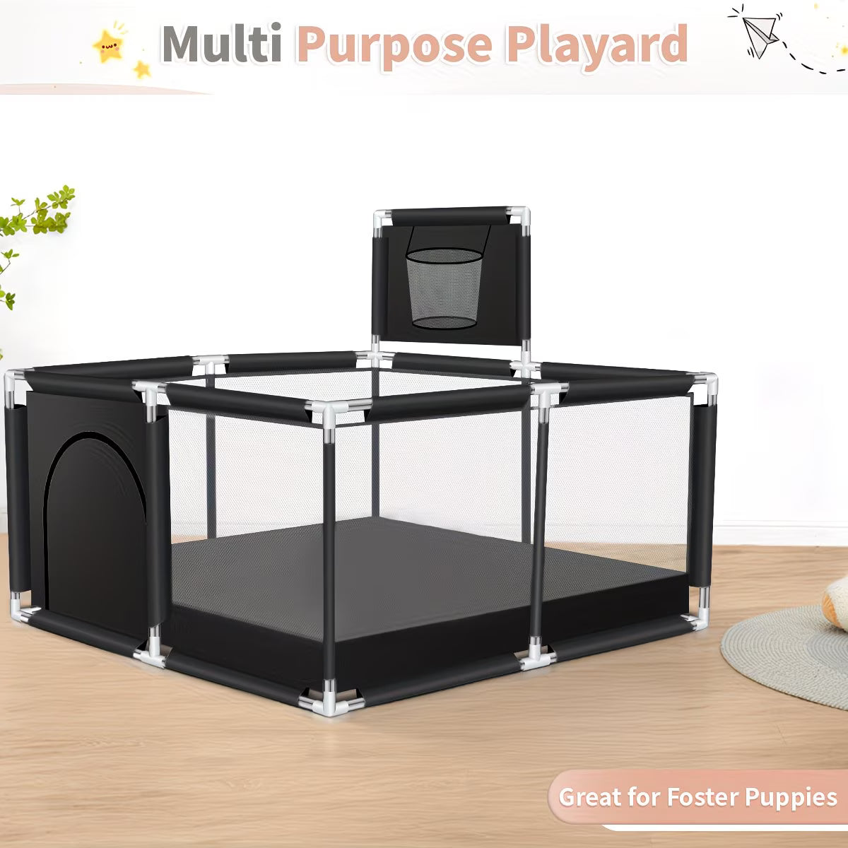 Baby & Me™ Large Baby Playpen Activity Centre — Safe Mesh Play Yard with Non-Slip Base (127 × 127 cm)