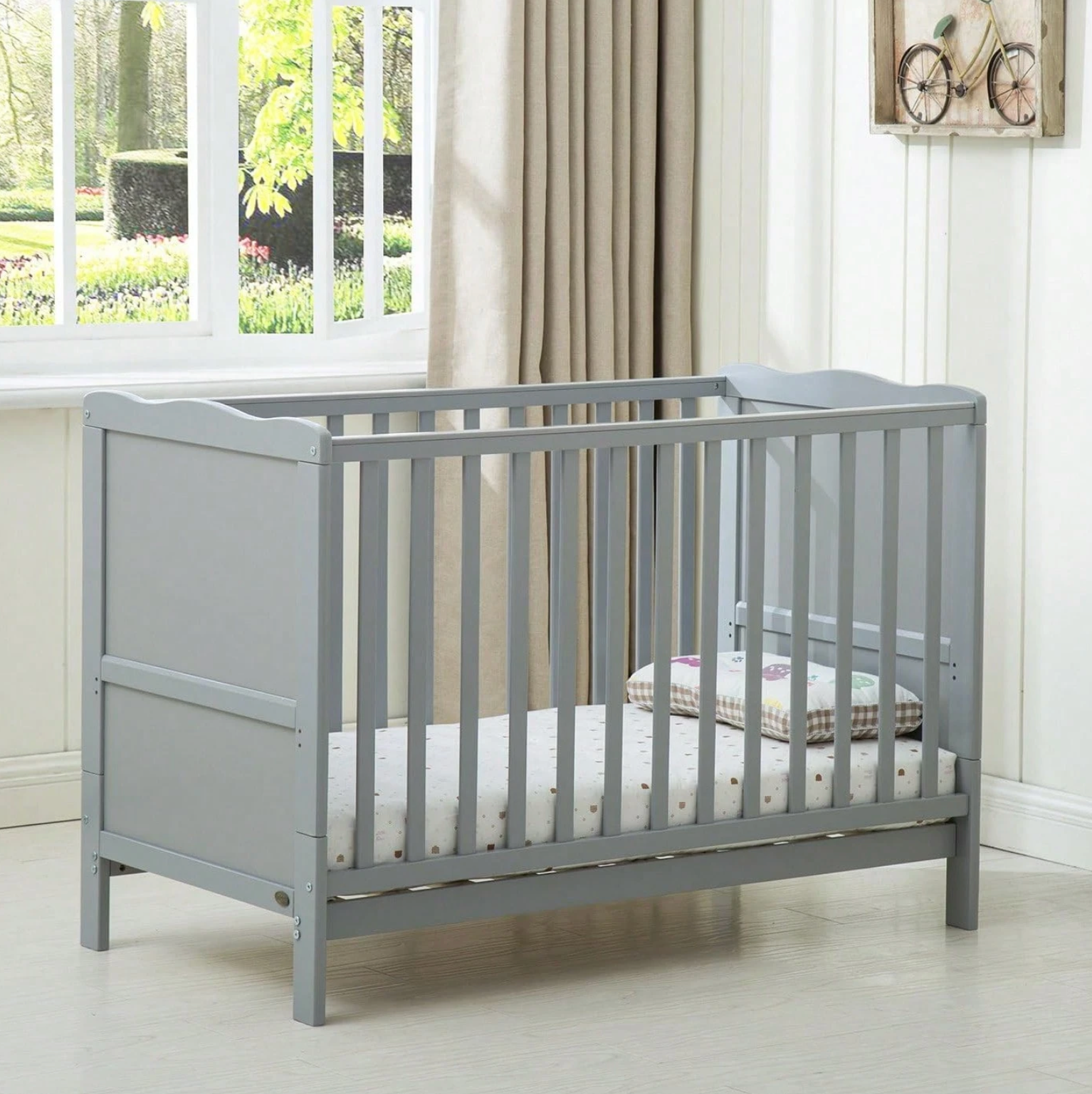 Baby & Me™ Orlando Convertible Wooden Cot Bed — Adjustable Height Toddler Bed