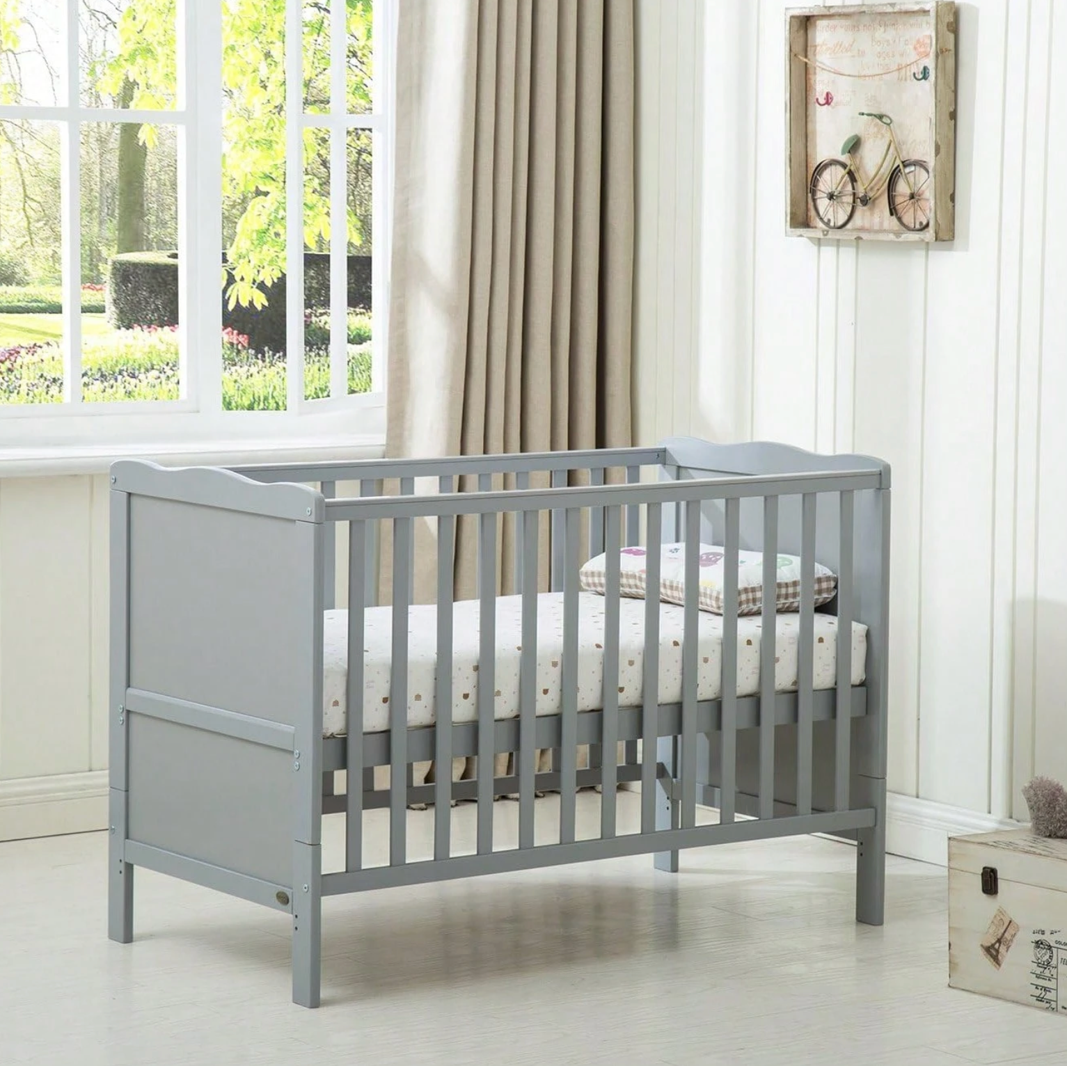Baby & Me™ Orlando Convertible Wooden Cot Bed — Adjustable Height Toddler Bed