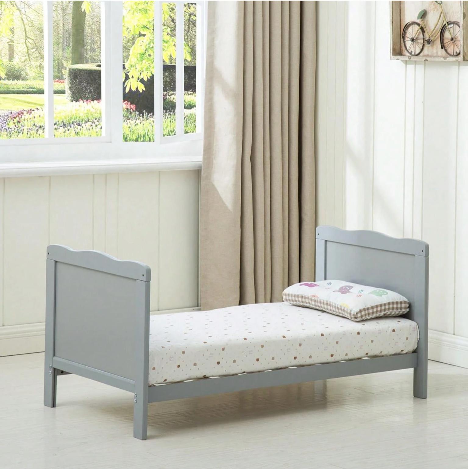 Baby & Me™ Orlando Convertible Wooden Cot Bed — Adjustable Height Toddler Bed