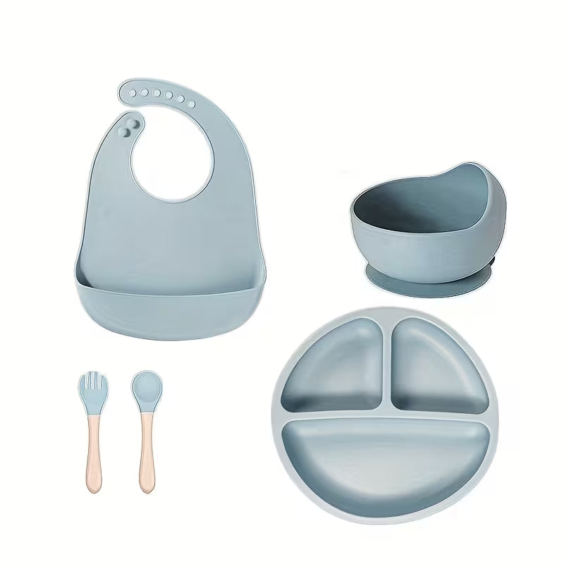 Baby & Me™ 3-Piece Silicone Baby Feeding Set – Blue Collection