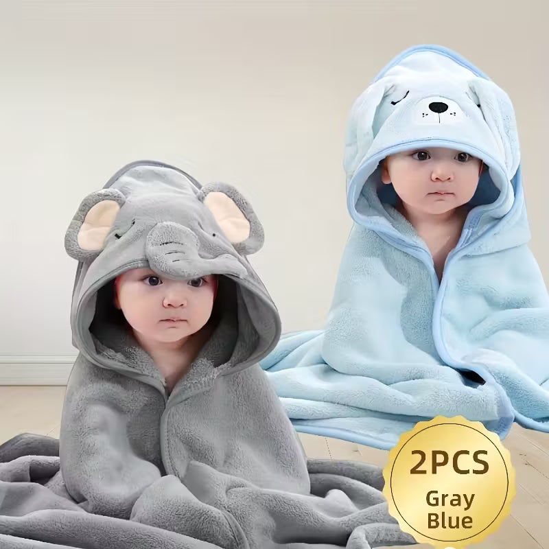Baby & Me™ Soft Hooded Baby Towel – Blue Comfort Collection